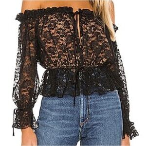 Rayford Top in Black
MAJORELLE
Black Lace Off-Shoulder Top